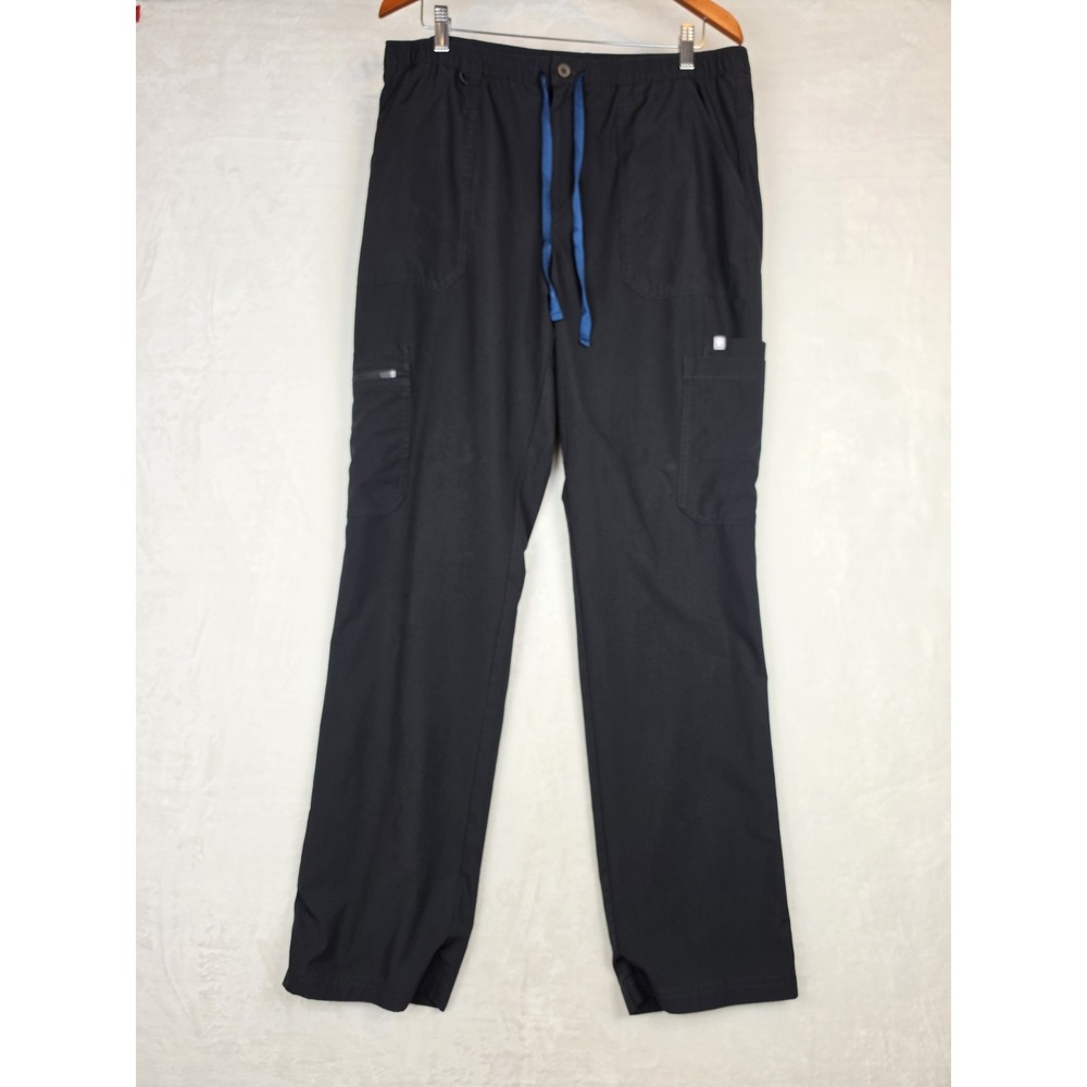 FIGS Cairo Technical Collection Scrub Pants Mens Large Black Blue Drawstring